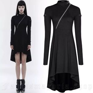 Punk Rave Tech Noir Long Sleeve Dress